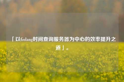 「以Golang時間查詢服務器為中心的效率提升之道」。