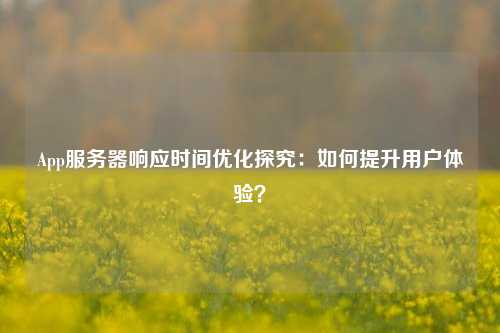 App服務器響應時間優化探究：如何提升用戶體驗？